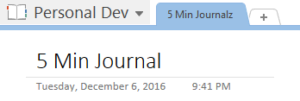 Screenshot showing the name "5 Minute Journal" under the section heading for the page title.