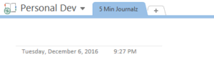 A screenshot showing the section name "5 Min Journalz" in OneNote